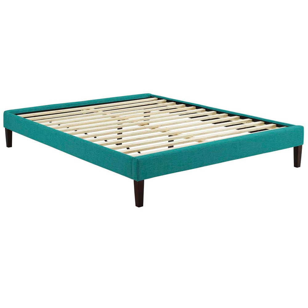 Tessie Fabric King Bed Frame with Squared Tapered Legs by Modway| Blue