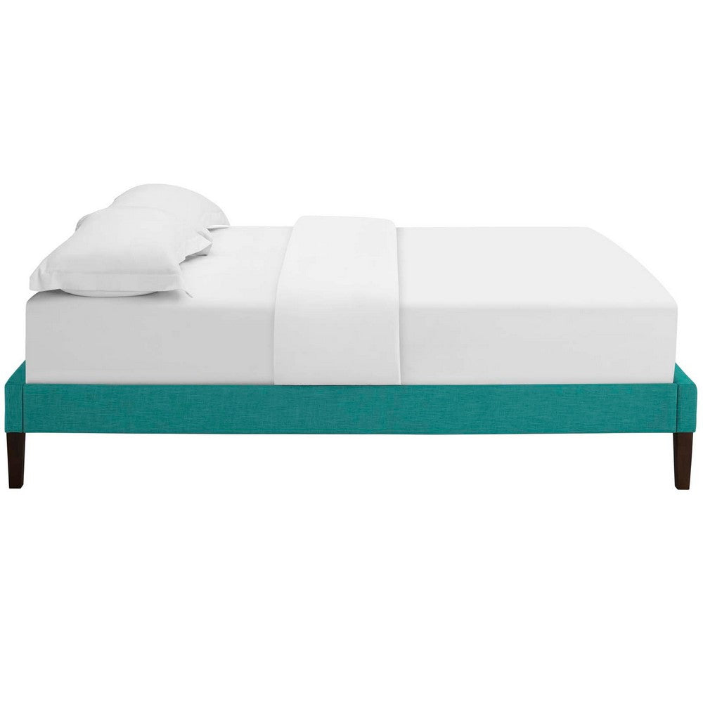 Tessie Fabric King Bed Frame with Squared Tapered Legs by Modway| Blue