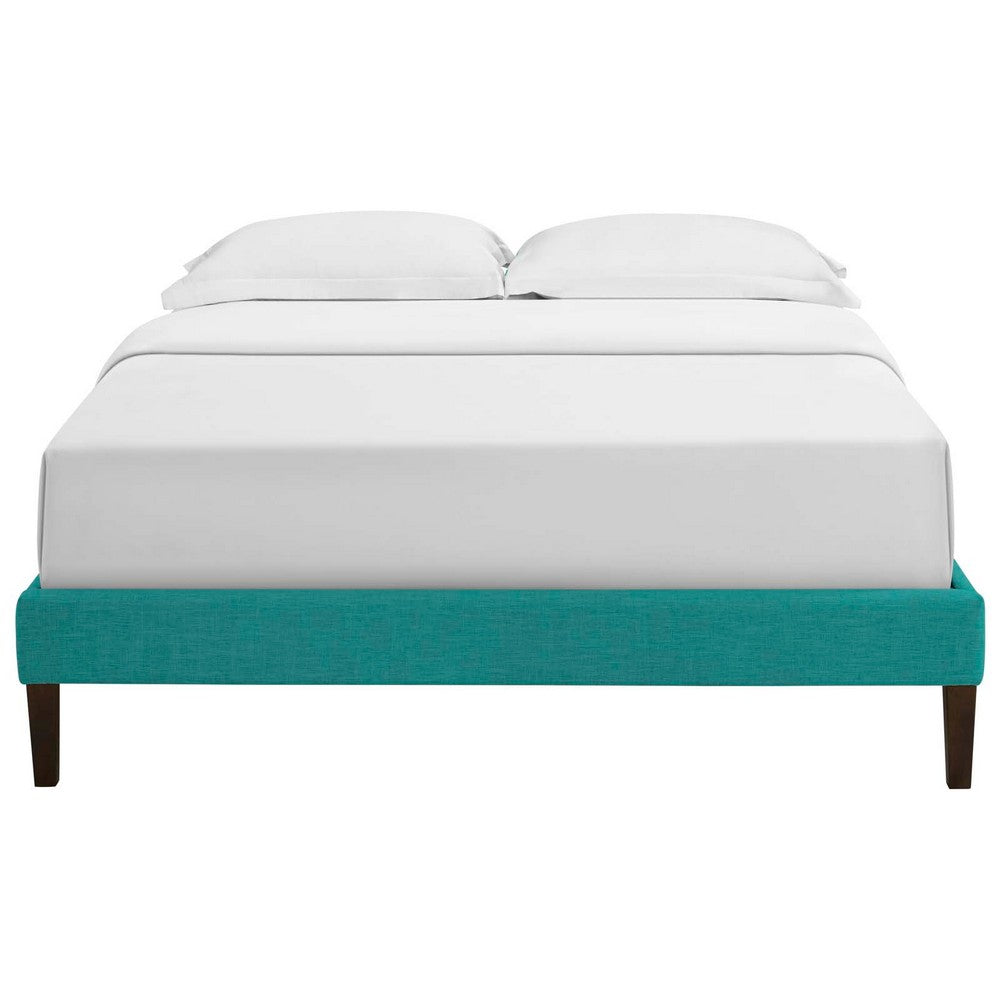 Tessie Fabric King Bed Frame with Squared Tapered Legs by Modway| Blue