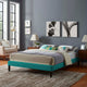 Tessie Fabric King Bed Frame with Squared Tapered Legs by Modway| Blue
