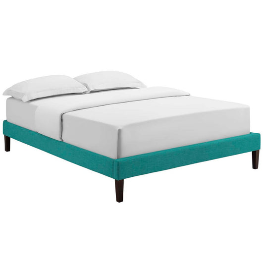 Tessie Fabric King Bed Frame with Squared Tapered Legs by Modway| Blue