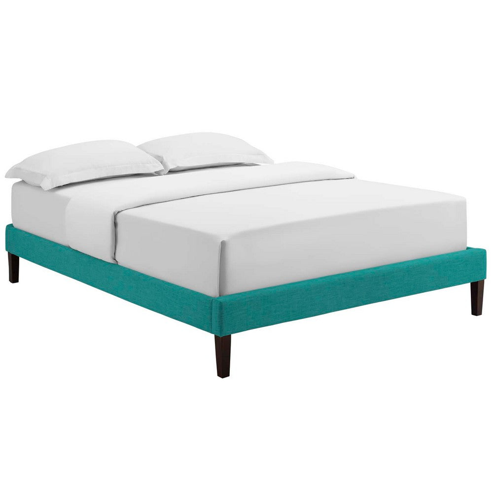 Tessie Fabric King Bed Frame with Squared Tapered Legs by Modway| Blue