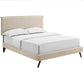 Modway Amaris Upholstered Queen Platform Bed Frame in Beige With Splayed Legs