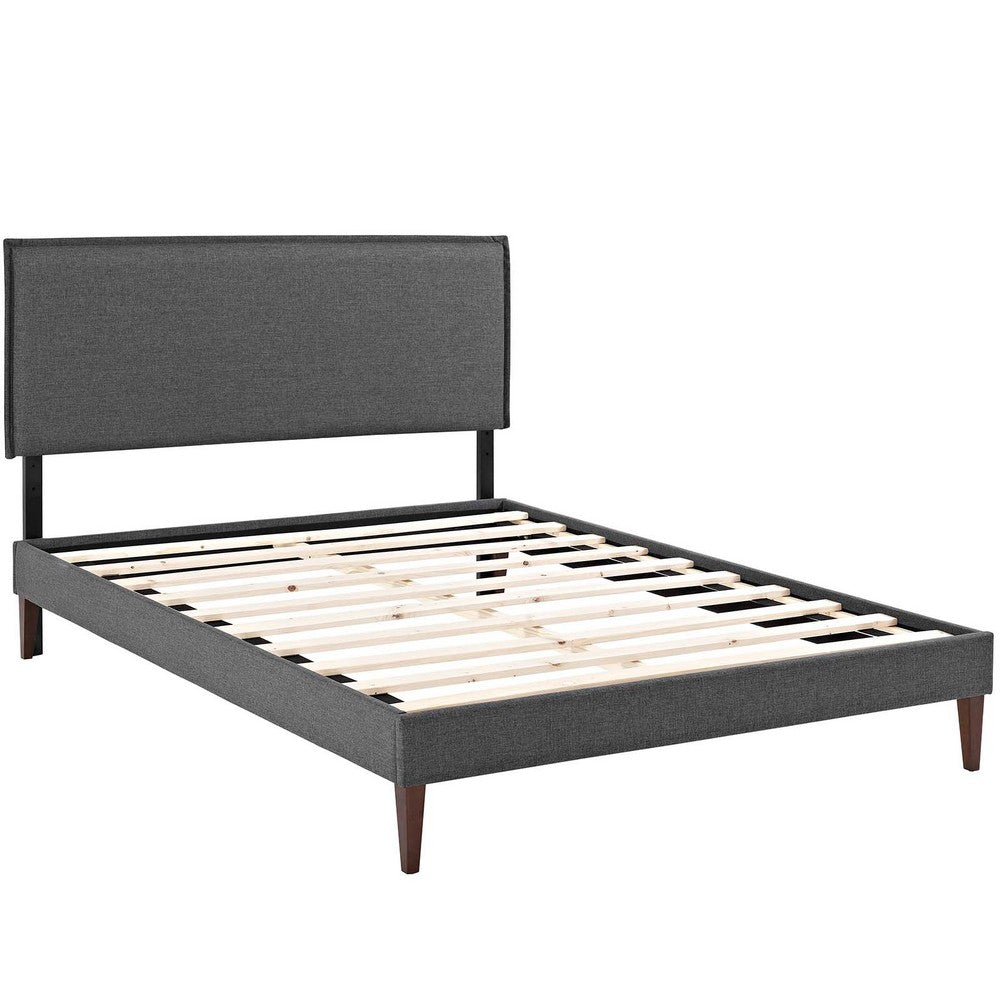 Amaris Fabric Full Platform Bed with Squared Tapered Legs by Modway| Gray