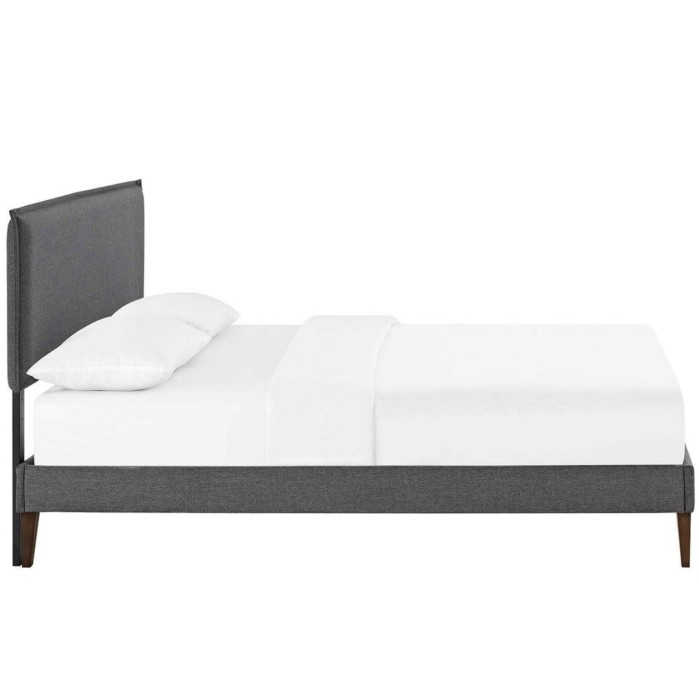 Modway Amaris Upholstered Full Platform Bed Frame in Gray With Tapered Legs MDY-MOD-5907-GRY