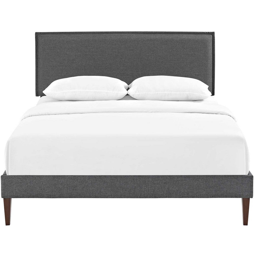 Amaris Fabric Full Platform Bed with Squared Tapered Legs by Modway| Gray