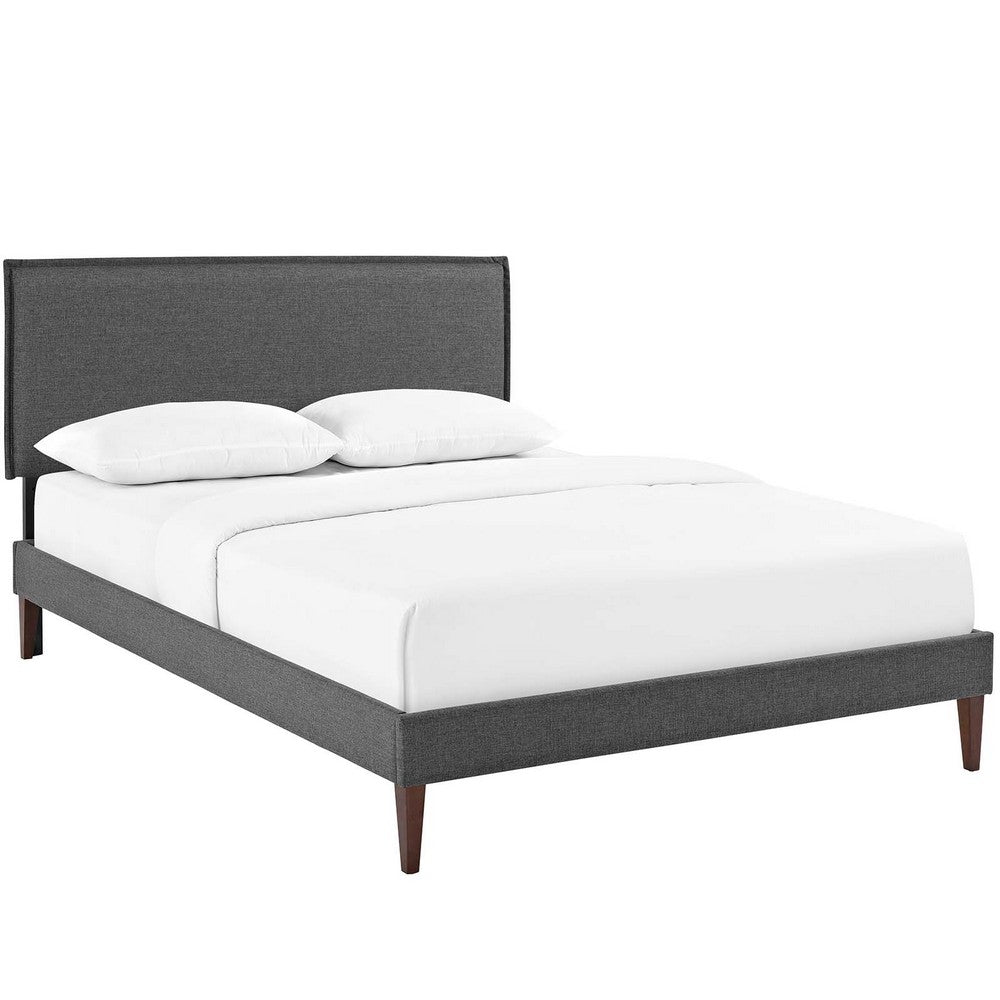 Amaris Fabric Full Platform Bed with Squared Tapered Legs by Modway| Gray