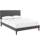 Amaris Fabric Full Platform Bed with Squared Tapered Legs by Modway| Gray