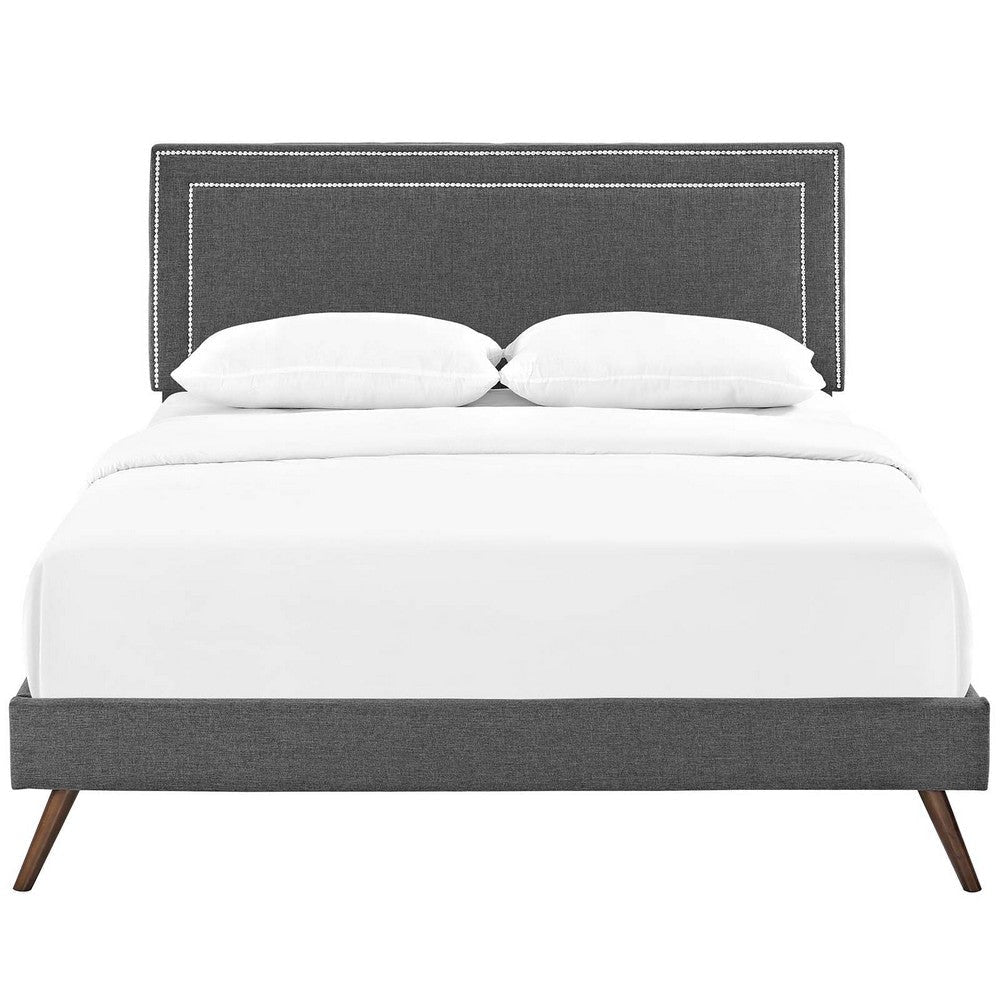 Modway Virginia Upholstered Queen Platform Bed Frame With Splayed Legs in Gray MDY-MOD-5915-GRY