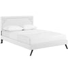 Modway Ruthie Faux Leather Upholstered Full Platform Bed Frame in White With Splayed Legs