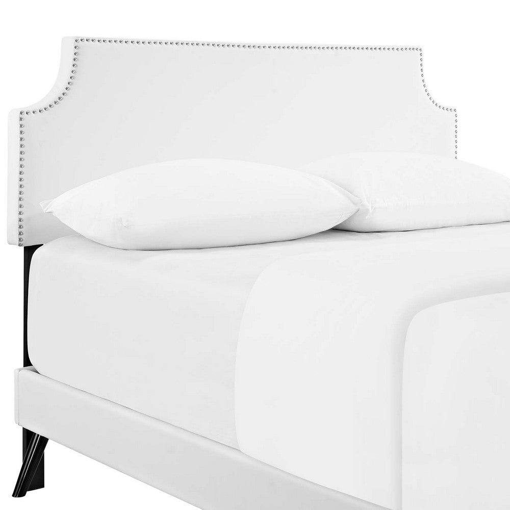 Corene Vinyl Queen Platform Bed with Round Splayed Legs by Modway| White