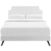 Corene Vinyl Queen Platform Bed with Round Splayed Legs by Modway| White