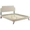 Modway Corene Fabric Upholstered Queen Platform Bed Frame With Round Splayed Legs in Beige MDY-MOD-5947-BEI