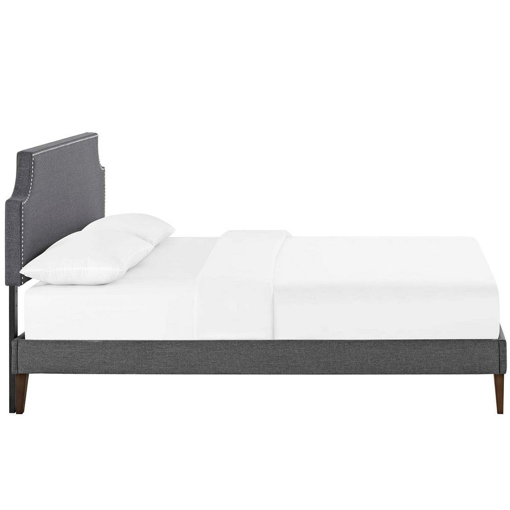 Modway Corene Fabric Upholstered Full Platform Bed Frame With Tapered Legs in Gray MDY-MOD-5953-GRY