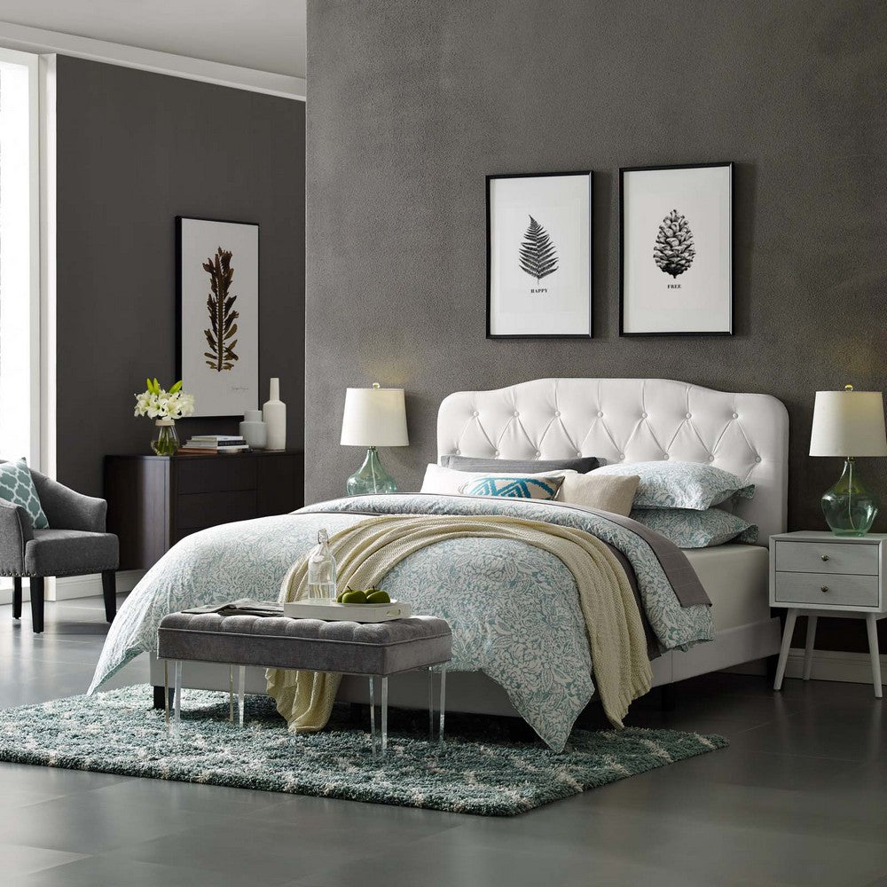 Amelia Faux Leather King Bed by Modway| White
