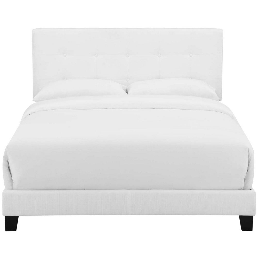 Modway Amira Tufted Fabric Upholstered King Bed Frame With Headboard In White MDY-MOD-6002-WHI