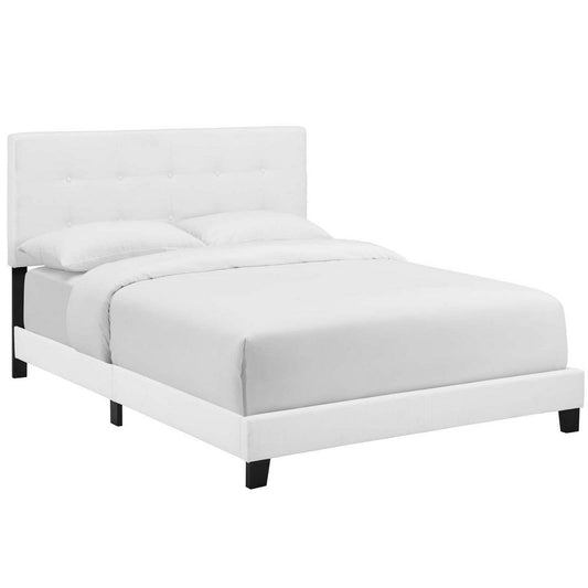 Modway Amira Tufted Fabric Upholstered King Bed Frame With Headboard In White