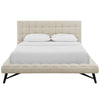 Modway Julia Tufted Fabric Upholstered Queen Platform Bed in Beige MDY-MOD-6007-BEI