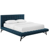 Julia Biscuit Tufted Upholstered Fabric Queen Platform Bed by Modway| Blue