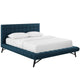 Julia Biscuit Tufted Upholstered Fabric Queen Platform Bed by Modway| Blue
