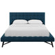 Julia Biscuit Tufted Upholstered Fabric Queen Platform Bed by Modway| Blue