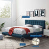 Julia Biscuit Tufted Upholstered Fabric Queen Platform Bed by Modway| Blue