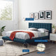 Julia Biscuit Tufted Upholstered Fabric Queen Platform Bed by Modway| Blue