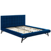 Modway Julia Mid-Century Biscuit Tufted Performance Velvet Queen Platform Bed in Navy MDY-MOD-6008-NAV