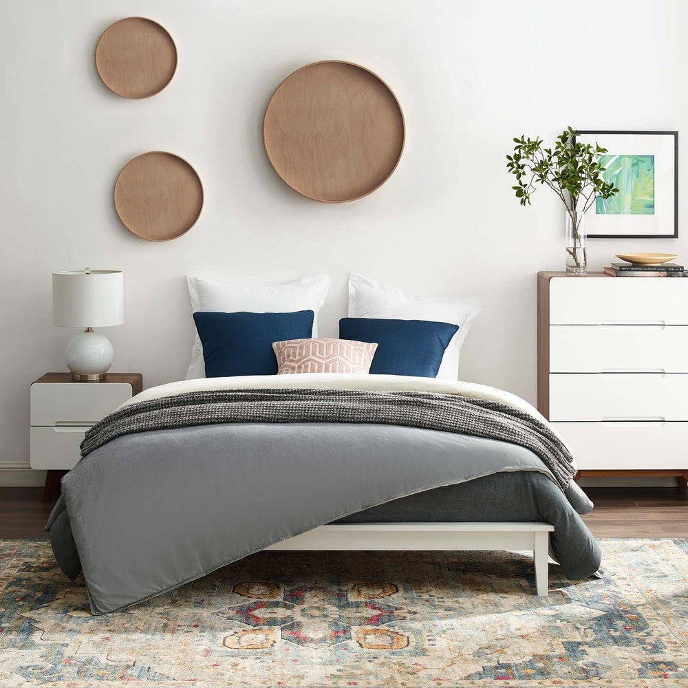 Lodge Wood Full Platform Bed Frame by Modway| White