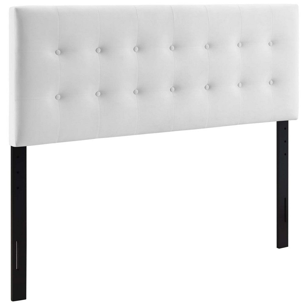Modway Emily Queen Biscuit Tufted Performance Velvet Headboard, White