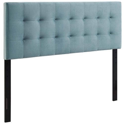 Modway Lily Biscuit Tufted Full Performance Velvet Headboard, Light Blue