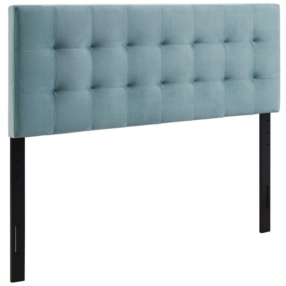 Modway Lily Biscuit Tufted Full Performance Velvet Headboard, Light Blue