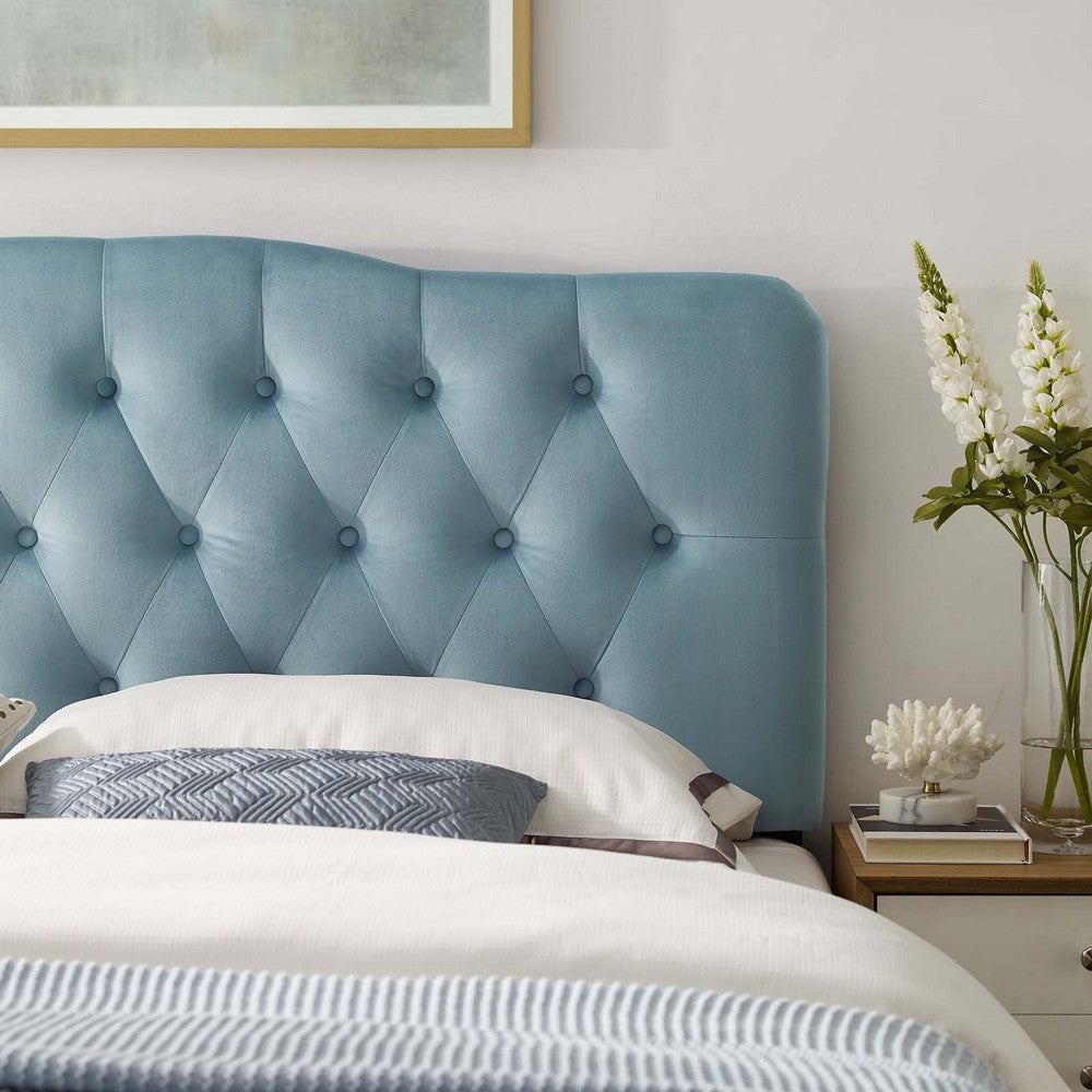 Modway Annabel Diamond Tufted Performance Velvet Queen Headboard in Light Blue MDY-MOD-6129-LBU