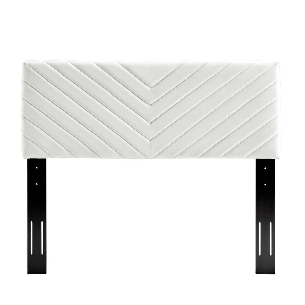 Modway Alyson Chevron Tufted Performance Velvet Full/Queen Headboard White MDY-MOD-6144-WHI