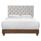 Rhiannon Diamond Tufted Upholstered Fabric Queen Bed - No Shipping Charges