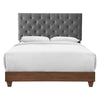 Rhiannon Diamond Tufted Upholstered Fabric Queen Bed by Modway| Gray