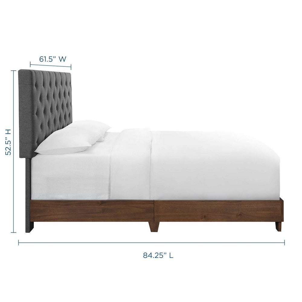 Rhiannon Diamond Tufted Upholstered Fabric Queen Bed by Modway| Gray
