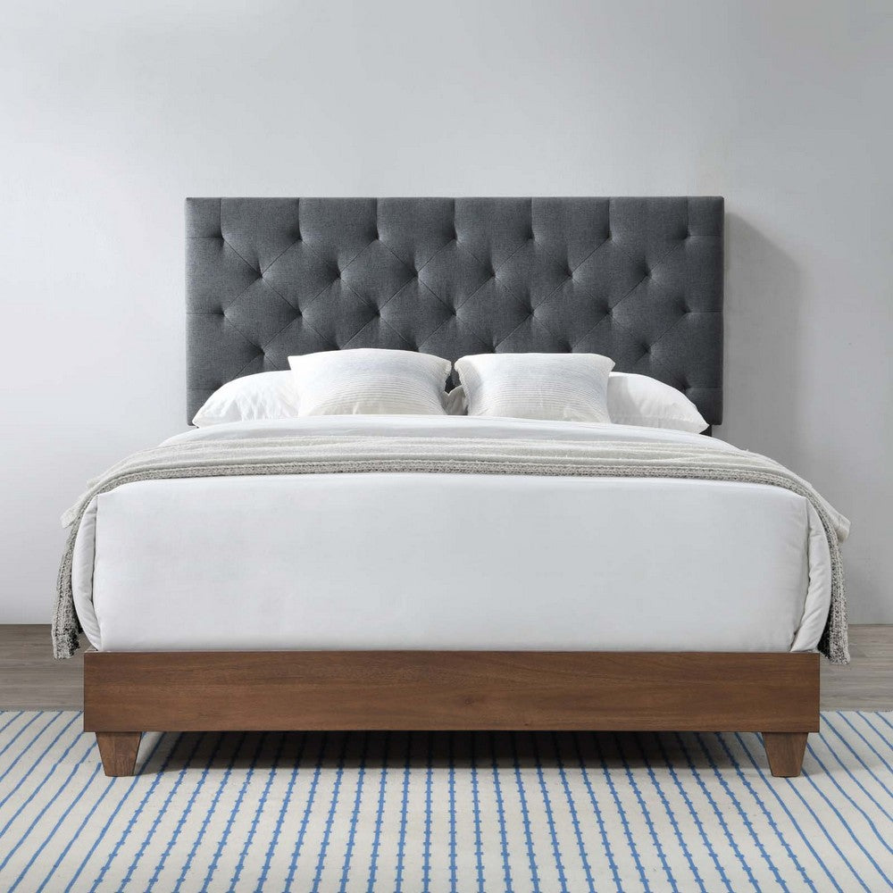 Rhiannon Diamond Tufted Upholstered Fabric Queen Bed by Modway| Gray