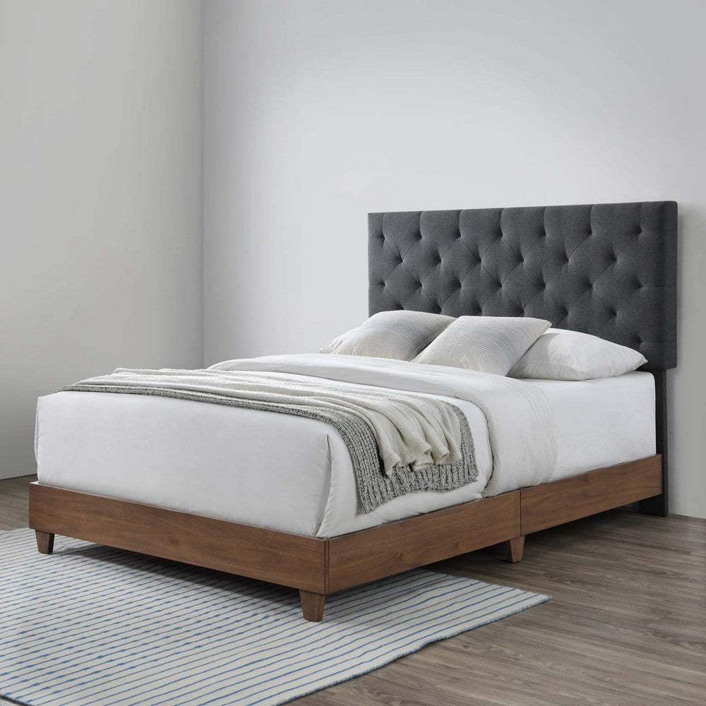 Rhiannon Diamond Tufted Upholstered Fabric Queen Bed by Modway| Gray