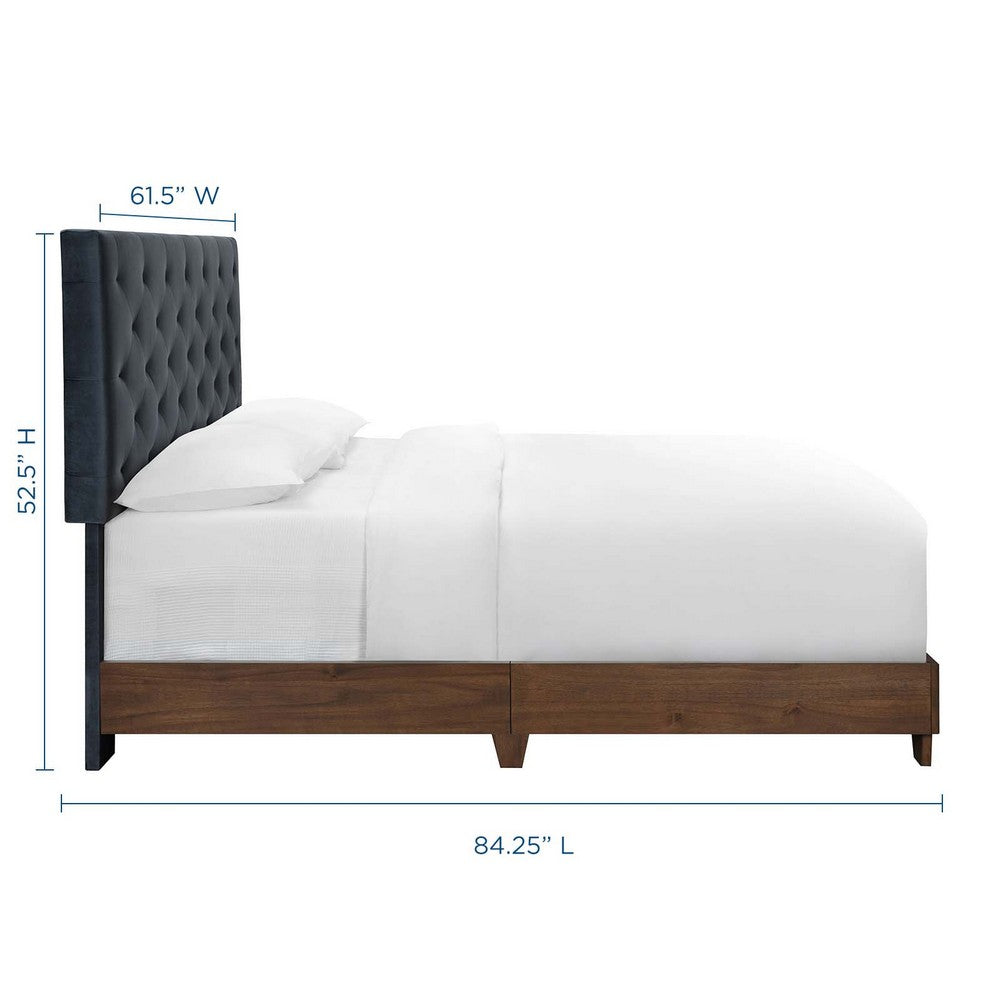 Rhiannon Diamond Tufted Upholstered Performance Velvet Queen Bed by Modway| Gray