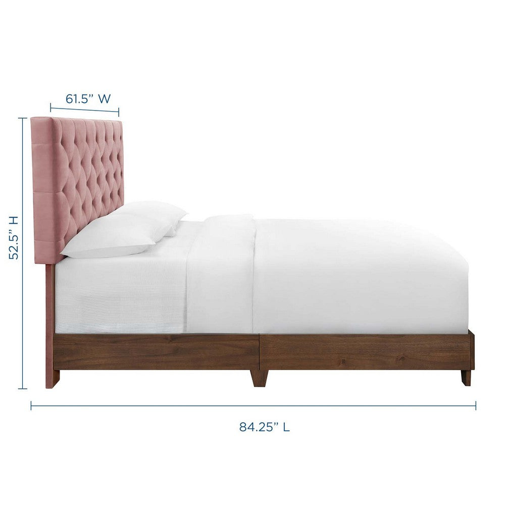 Rhiannon Diamond Tufted Upholstered Performance Velvet Queen Bed by Modway| Red