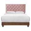 Rhiannon Diamond Tufted Upholstered Performance Velvet Queen Bed by Modway| Red