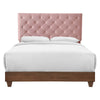 Rhiannon Diamond Tufted Upholstered Performance Velvet Queen Bed  - No Shipping Charges