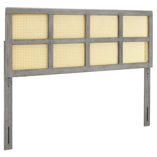 Modway Luana Cane Woven Rattan Queen Headboard in Gray