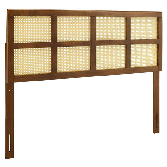 Modway Luana Cane Woven Rattan Queen Headboard in Walnut