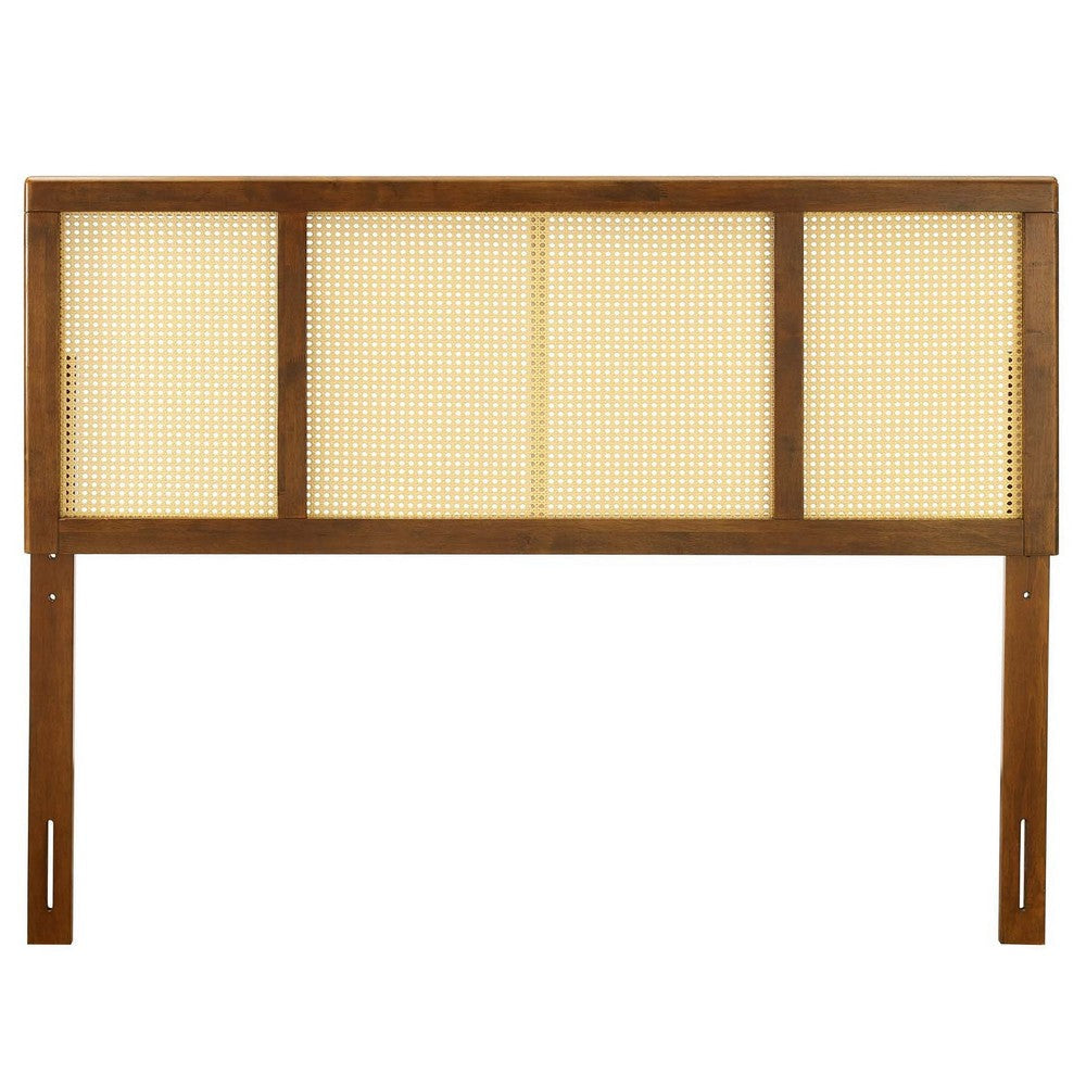 Modway Delmare Cane Woven Rattan Full Headboard in Walnut MDY-MOD-6200-WAL