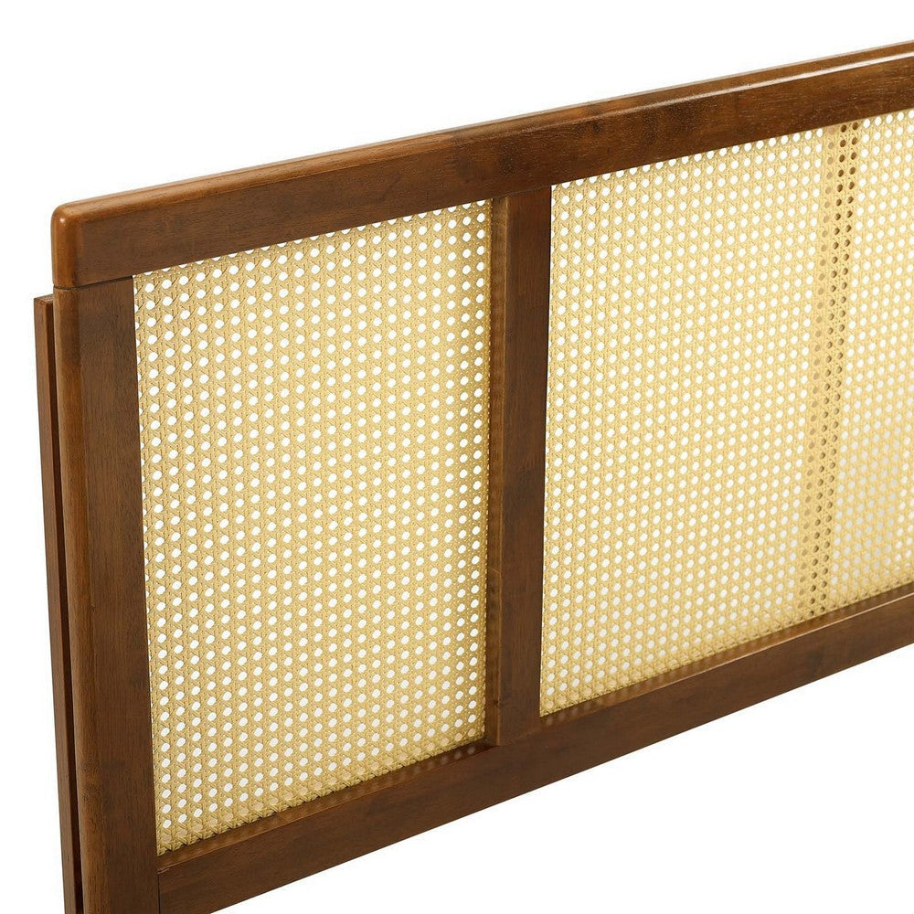 Modway Delmare Cane Woven Rattan Queen Headboard in Walnut MDY-MOD-6201-WAL