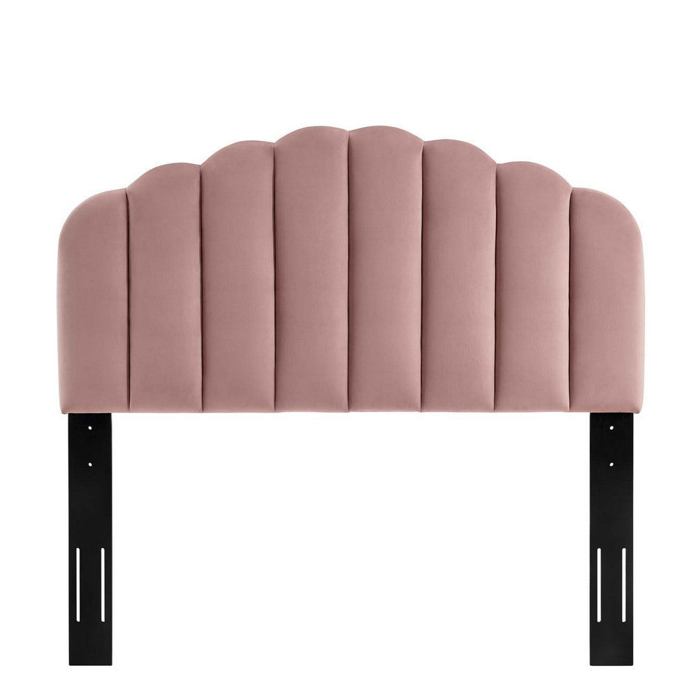 Modway Veronique Channel Tufted Performance Velvet Upholstered Full/Queen Headboard in Dusty Rose