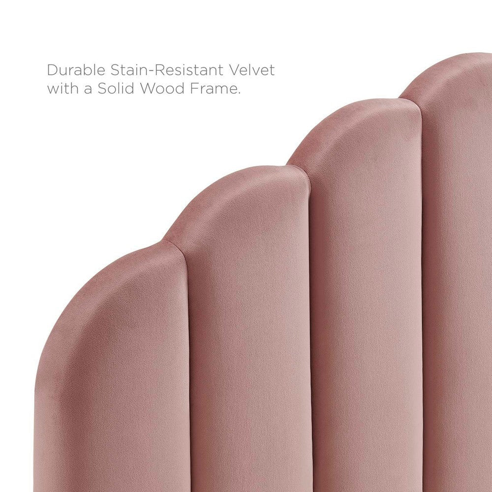 Modway Veronique Channel Tufted Performance Velvet Upholstered Full/Queen Headboard in Dusty Rose