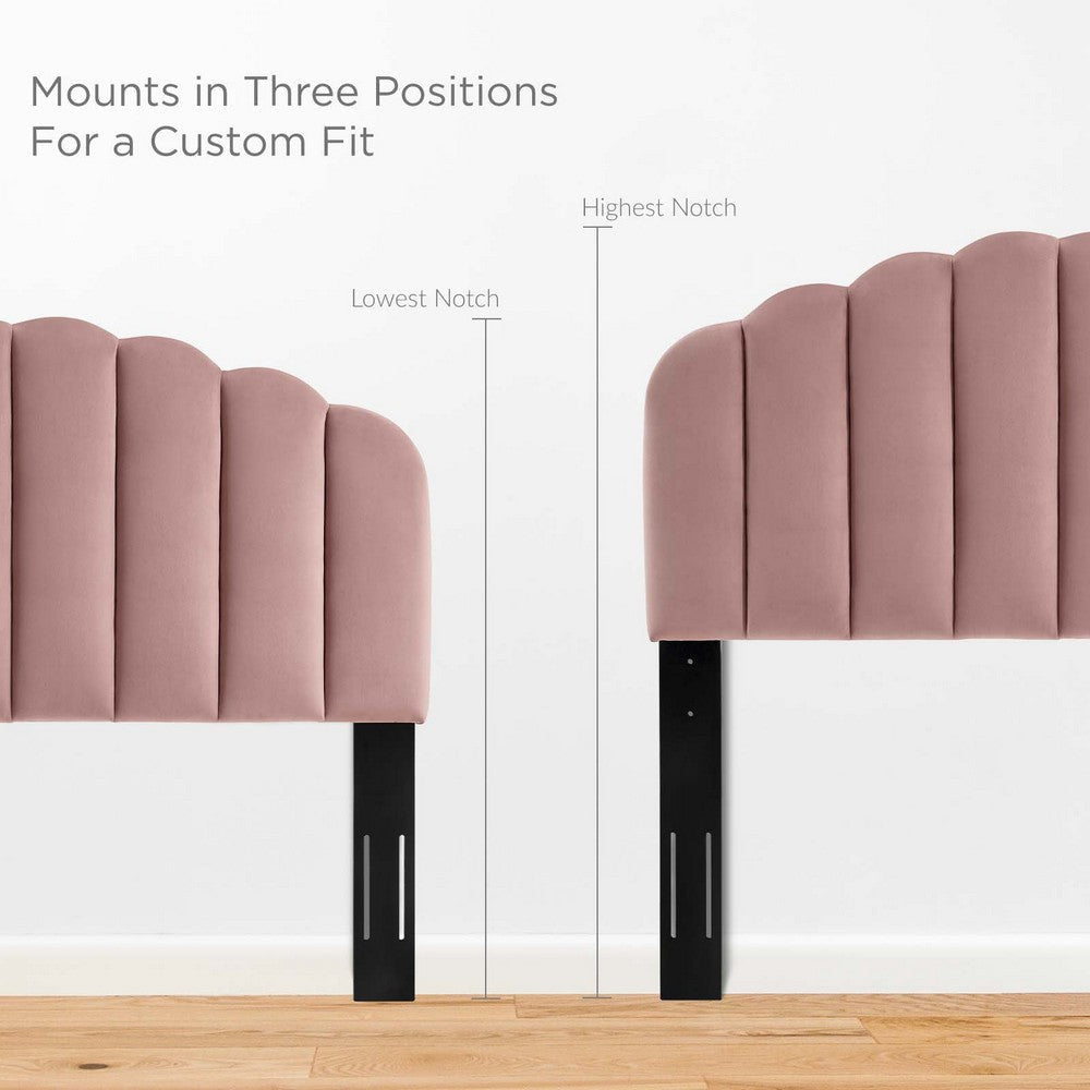 Modway Veronique Channel Tufted Performance Velvet Upholstered Full/Queen Headboard in Dusty Rose